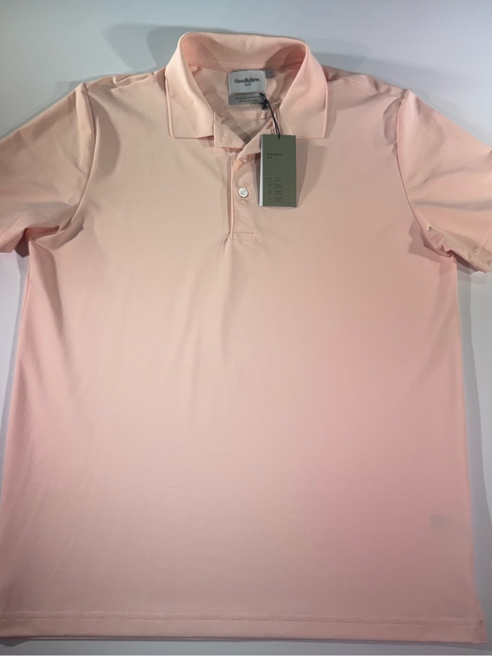 GOODFELLOW & CO Men’s Polo Shirt, Light Peach, L, Moisture Wicking, NWT